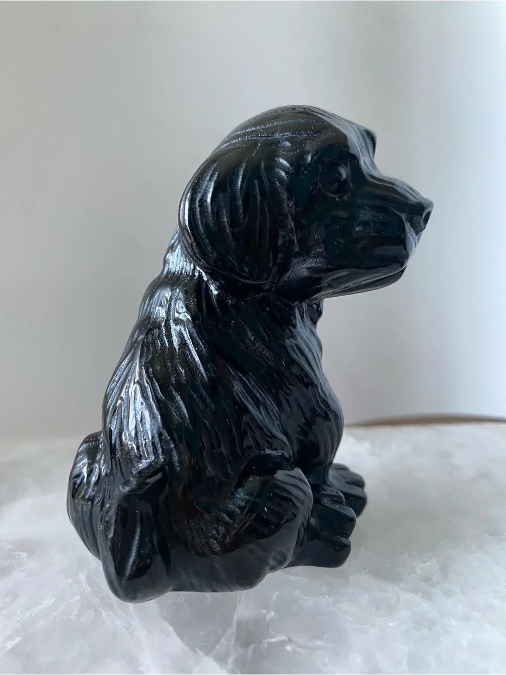 Black Obsidian Puppy Crystal Figurine - Picture 5 of 9